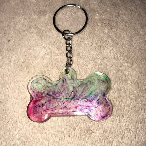 Custom epoxy bone 🦴 shaped keychain multi colored by Me - Picture 2 of 3